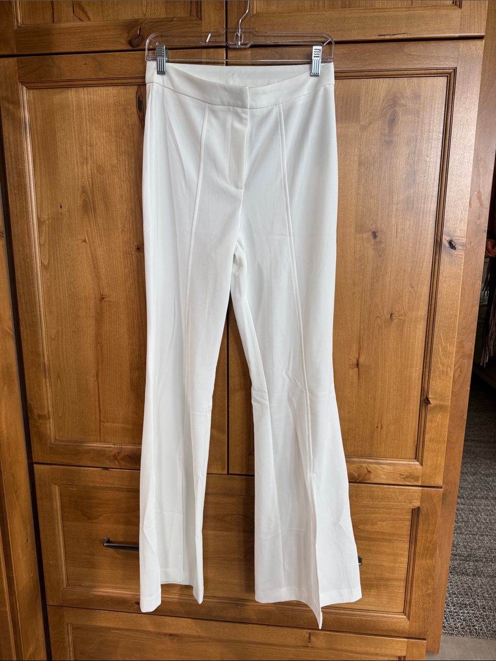 eesome Cream High-Rise Flare Trousers